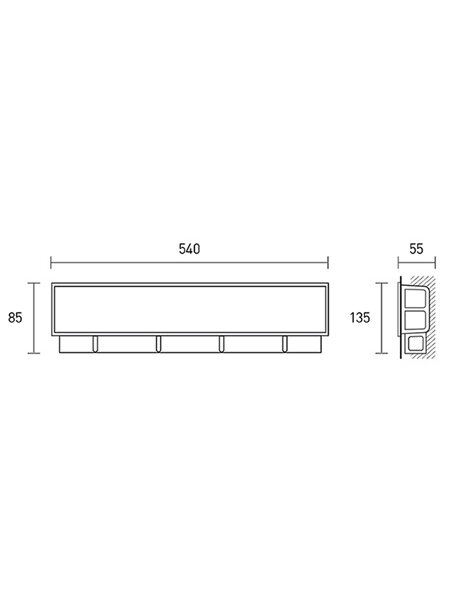 Potinkinė dėžutė 540x135x55 mm horizontalus išleidimas (pilna dėžė 15vnt.)