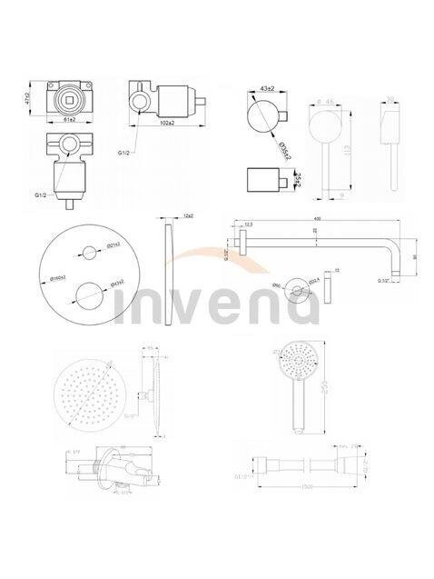 Potinkinis dušo komplektas Invena Dafni BS-88-014-A 2