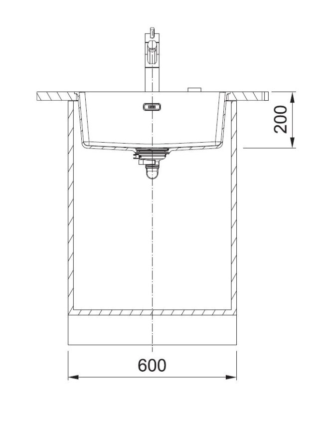 Po stalviršiu montuojama granitinė plautuvė Franke Maris, MRG 110-52, Steingrau, rankinis ventilis 2