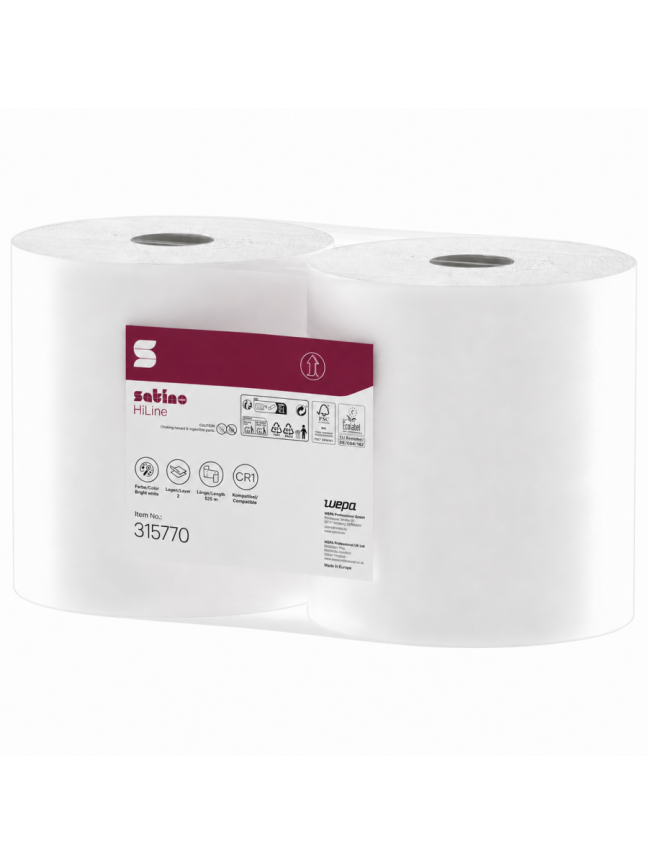 Popierinių šluosčių ritinys Satino HiLine 2x525m CR1, Satino by WEPA 1
