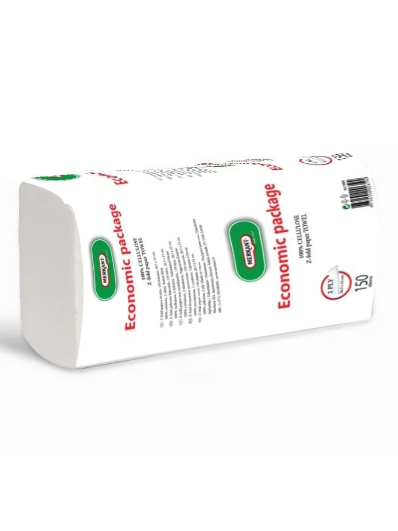 Popieriniai Rankšluosčiai Merkant Z-Fold, 2 Sluoksniai 150 Lapelių x 20 Popieriniai Rankšluosčiai Merkant Z-Fold, 2 Sluoksniai 150 Lapelių x 20