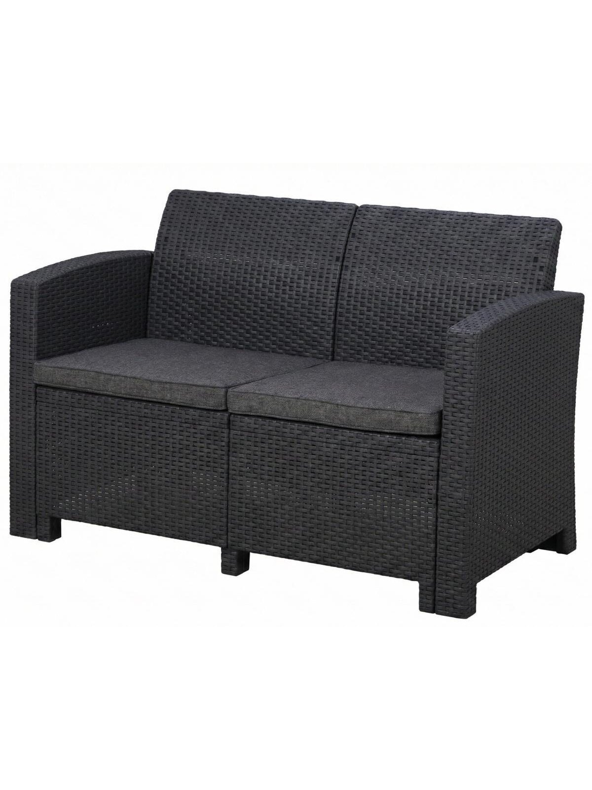Dvivietė rotango sodo sofa 120 cm, pilka Dvivietė rotango sodo sofa 120 cm, pilka