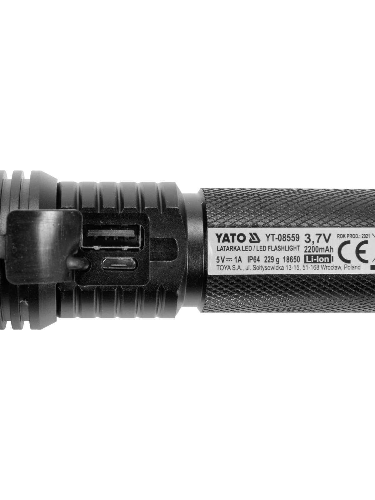Prožektorius 10W 900LM IP64, Li-ion 3,7V 2200mAh 200m, Powerbank, Zoom akumuliatorinis Yato 2