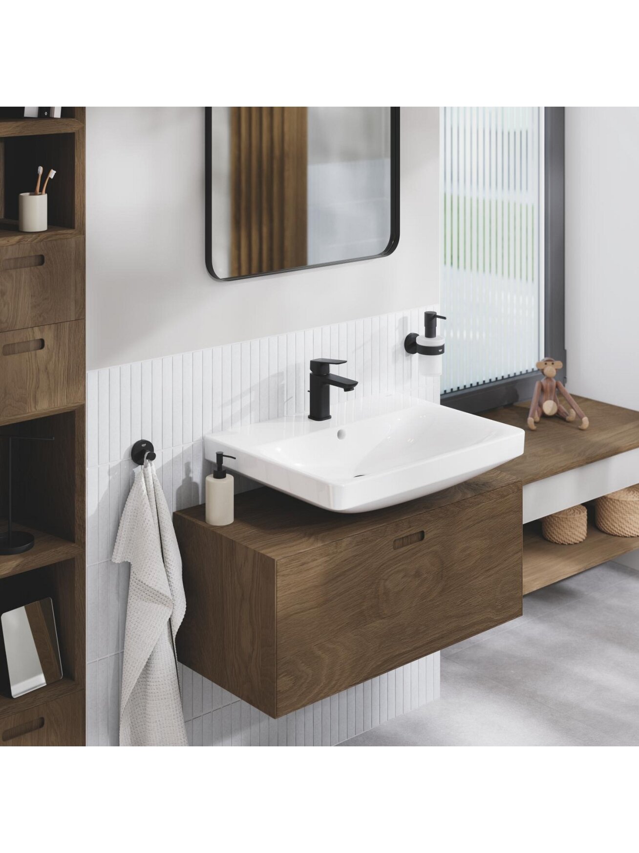 Praustuvo maišytuvas Grohe Cubeo, 1/2", M dydžio, matinė juoda sp. 3 Praustuvo maišytuvas Grohe Cubeo, 1/2", M dydžio, matinė juoda sp. 3