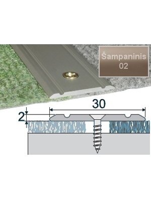 Profilis Effector A02 sujungimo | šampaninis 270 cm 30x2 mm Profilis Effector A02 sujungimo | šampaninis 270 cm 30x2 mm