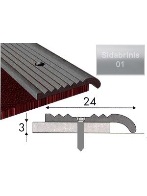 Profilis Effector A05, su nuolydžiu | sidabrinis 180 cm 24x3 mm