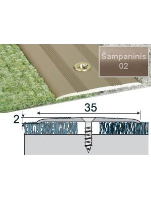 Profilis Effector A08 sujungimo | šampaninis 270 cm 35x2 mm Profilis Effector A08 sujungimo | šampaninis 270 cm 35x2 mm