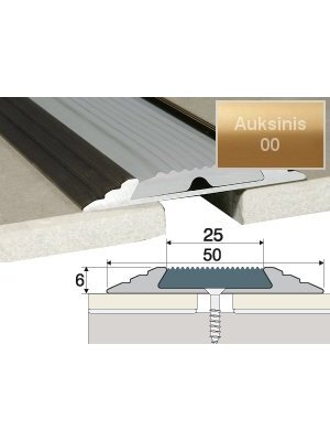 Profilis Effector A10 sujungimo, su juoda guma | auksinis 270 cm 50x6 mm Profilis Effector A10 sujungimo, su juoda guma | auksinis 270 cm 50x6 mm