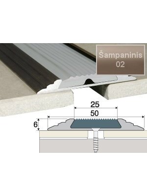 Profilis Effector A10 sujungimo, su juoda guma | šampaninis 180 cm 50x6 mm