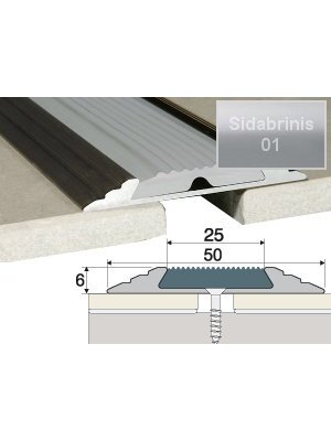 Profilis Effector A10 sujungimo, su juoda guma | sidabrinis 180 cm 50x6 mm Profilis Effector A10 sujungimo, su juoda guma | sidabrinis 180 cm 50x6 mm