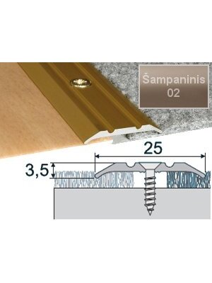 Profilis Effector A12 sujungimo | šampaninis 180 cm 25x2 mm Profilis Effector A12 sujungimo | šampaninis 180 cm 25x2 mm