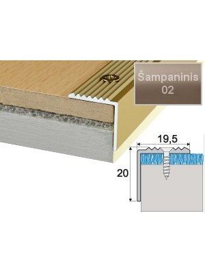 Profilis Effector A30 laiptams | šampaninis 180 cm 20x19.5 mm