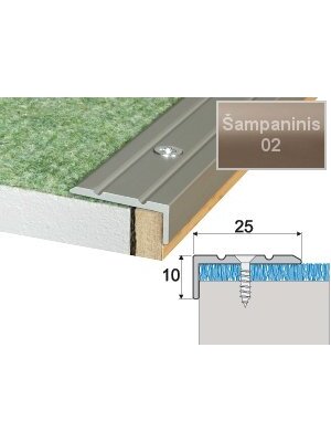 Profilis Effector A31 laiptams | šampaninis 270 cm 25x10 mm Profilis Effector A31 laiptams | šampaninis 270 cm 25x10 mm