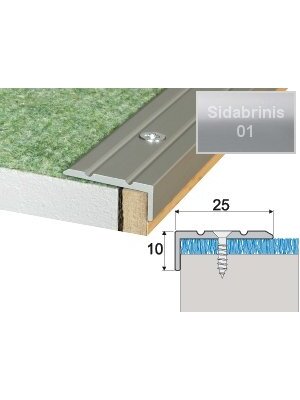 Profilis Effector A31 laiptams | sidabrinis 90 cm 25x10 mm Profilis Effector A31 laiptams | sidabrinis 90 cm 25x10 mm
