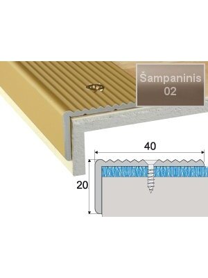 Profilis Effector A33 laiptams | šampaninis 180 cm 40x20 mm