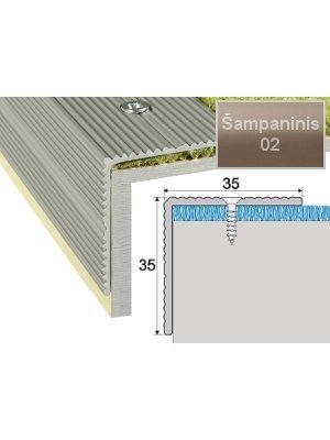 Profilis Effector A34 laiptams | šampaninis 270 cm 35x35 mm