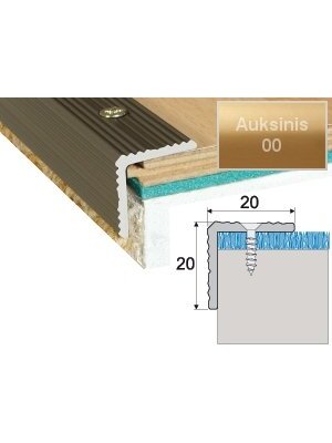 Profilis Effector A35 laiptams | auksinis 270 cm 20x20 mm Profilis Effector A35 laiptams | auksinis 270 cm 20x20 mm