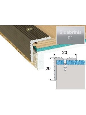 Profilis Effector A35 laiptams | sidabrinis 180 cm 20x20 mm Profilis Effector A35 laiptams | sidabrinis 180 cm 20x20 mm