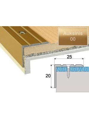 Profilis Effector A36 laiptams | auksinis 180 cm 25x20 mm Profilis Effector A36 laiptams | auksinis 180 cm 25x20 mm