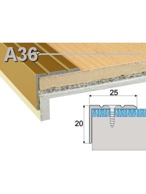 Profilis Effector A36 laiptams | sidabrinis 270 cm 25x20 mm, klijuojamas Profilis Effector A36 laiptams | sidabrinis 270 cm 25x20 mm, klijuojamas