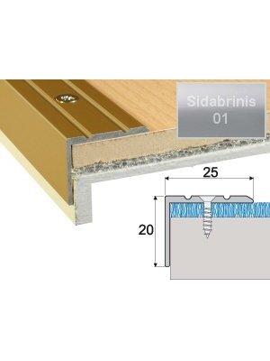 Profilis Effector A36 laiptams | sidabrinis 90 cm 25x20 mm