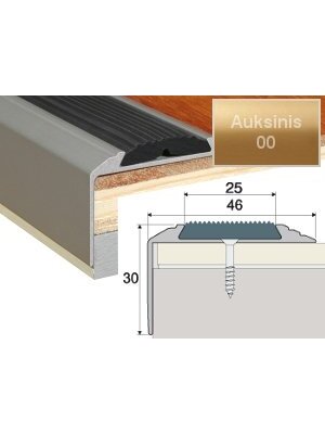 Profilis Effector A38 laiptams, su juoda guma | auksinis 180 cm 50x30 mm