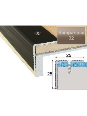 Profilis Effector A40 laiptams | šampaninis 120 cm 25x25 mm