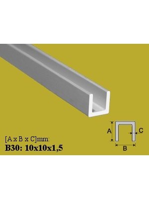 Profilis Effector U B30 aliuminis 10x10x1.5 mm | 200 cm Profilis Effector U B30 aliuminis 10x10x1.5 mm | 200 cm