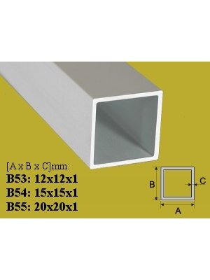 Profilis Effector vamzdis kvadratinis | B54 aliuminis 15x15mm 100 cm