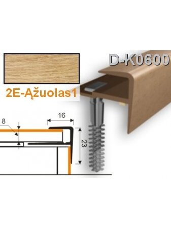 Profilis laiptams PVC Myck, F tipo, 30 x 14 mm | ąžuolas1, 1 m