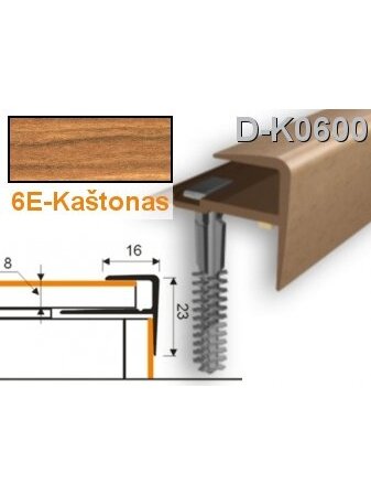 Profilis laiptams PVC Myck, F tipo, 30 x 14 mm | kaštonas, 1 m