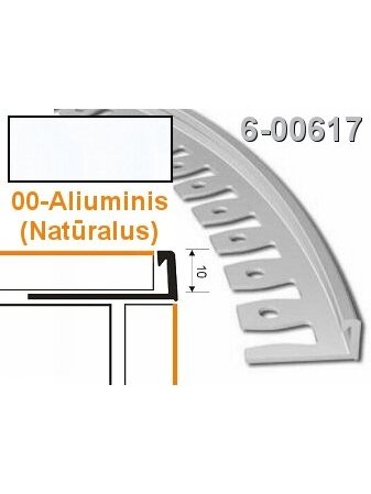 Profilis lankstomas ZicZac | 10 mm, alu-natur, 2.5 m