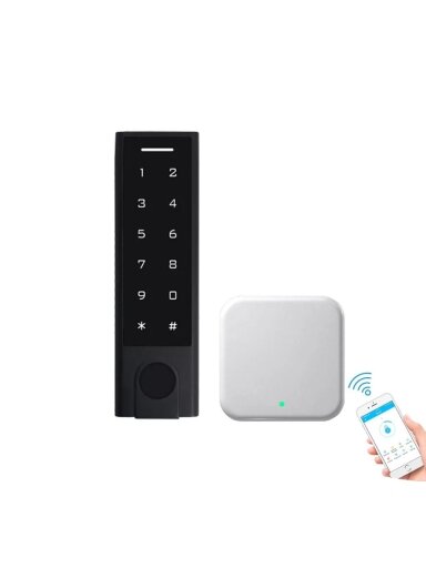 Praėjimo kontrolės klaviatūra IP66 Bluetooth TTLock juoda + WiFi valdiklis