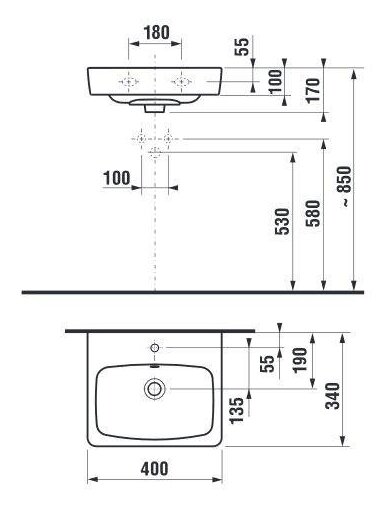 Praustuvė JIKA LYRA PLUS H815380, 400×340 mm