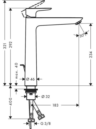 Praustuvės maišytuvas Hansgrohe Talis E 71716140, bronzos