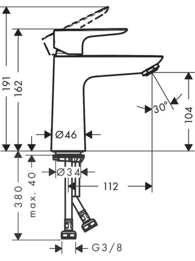 Praustuvės maišytuvas HANSGROHE TALIS E110, juodas