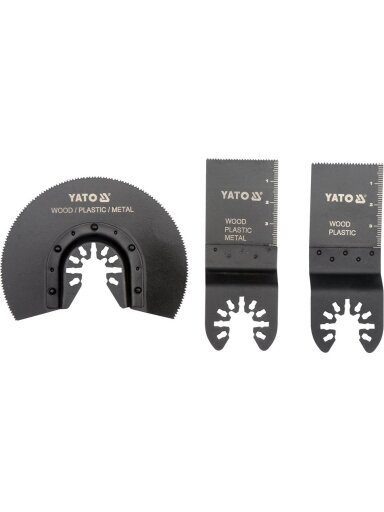 Priedai daugiafunkciniam prietaisui HSS, HCS, BIM, medžiui, plastikui, metalui, 3 vnt. Yato | 88mm / HSS; 34mm / HCS; 34mm / BIM;