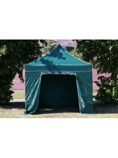Pop Up sulankstoma palapinė 2.92x2.92 m, su sienomis ir stogu, žalia, serija H, plienas (palapinė, paviljonas, tentas)