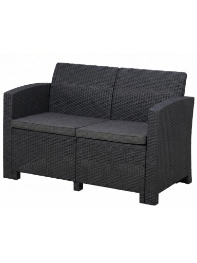Dvivietė rotango sodo sofa 120 cm, pilka