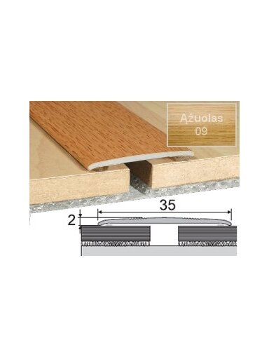 Profilis Effector A08 sujungimo, klijuojamas | ąžuolas 180 cm 35x2 mm