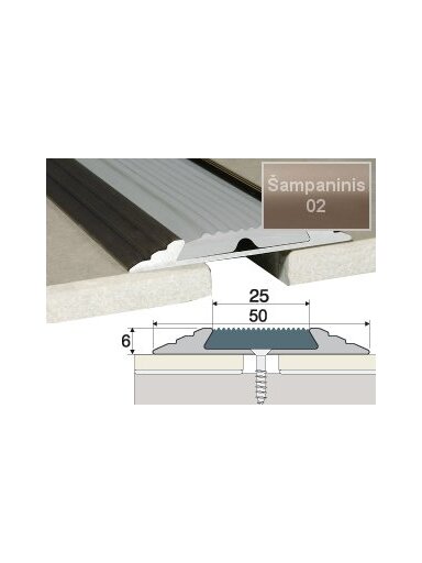 Profilis Effector A10 sujungimo, su juoda guma | šampaninis 270 cm 50x6 mm