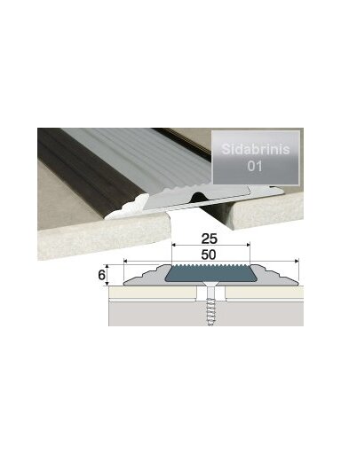 Profilis Effector A10 sujungimo, su juoda guma | sidabrinis 270 cm 50x6 mm