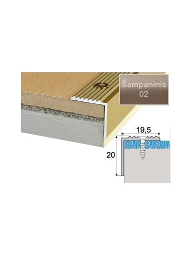Profilis Effector A30 laiptams | šampaninis 180 cm 20x19.5 mm
