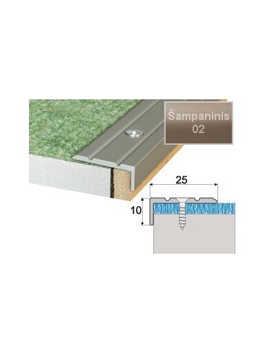 Profilis Effector A31 laiptams | šampaninis 180 cm 25x10 mm