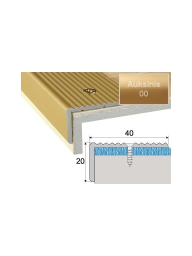 Profilis Effector A33 laiptams | auksinis 270 cm 40x20 mm
