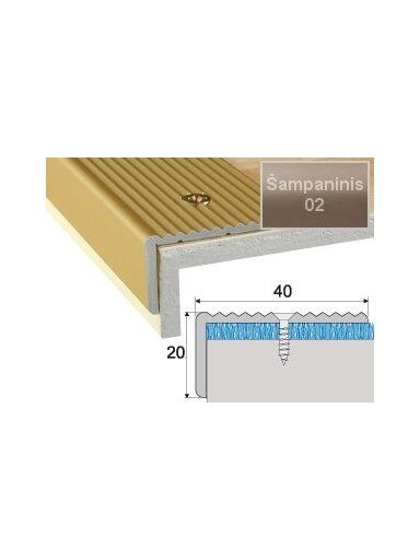 Profilis Effector A33 laiptams | šampaninis 120 cm 40x20 mm
