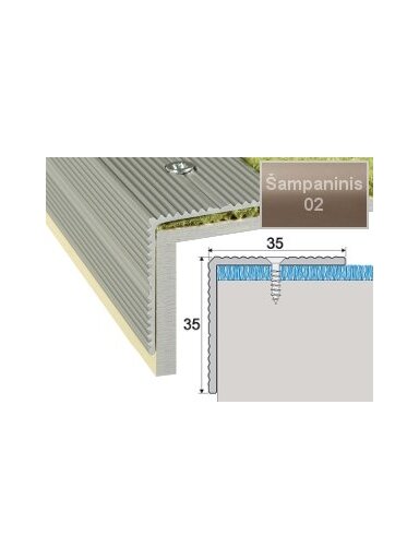 Profilis Effector A34 laiptams | šampaninis 180 cm 35x35 mm