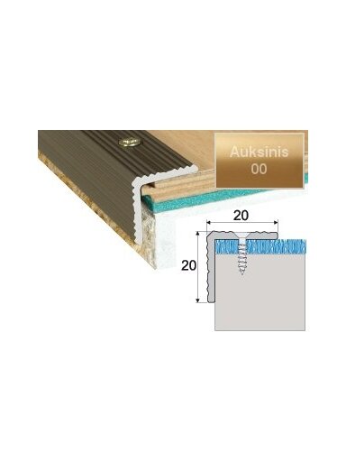 Profilis Effector A35 laiptams | auksinis 270 cm 20x20 mm