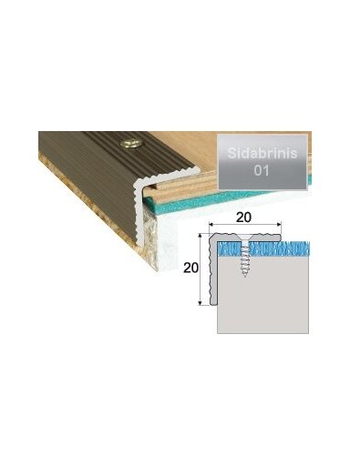Profilis Effector A35 laiptams | sidabrinis 270 cm 20x20 mm