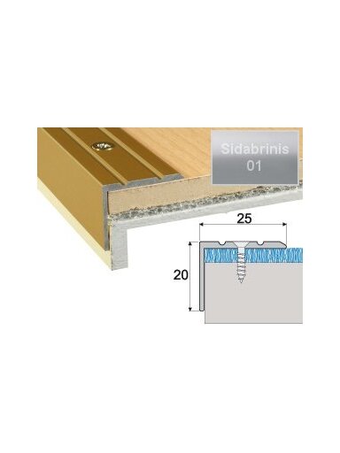 Profilis Effector A36 laiptams | sidabrinis 180 cm 25x20 mm